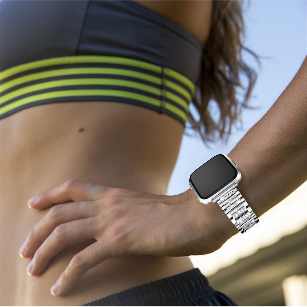 Sostituzione Cinturino Cinturino Per Cinturino In Metallo Con Strass Per Fitbit Versa - Argento-5