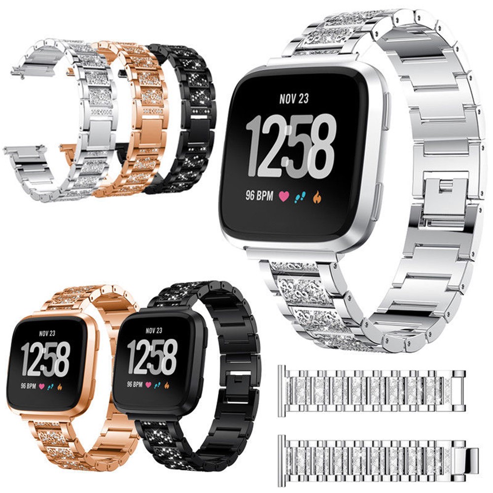 Sostituzione Cinturino Cinturino Per Cinturino In Metallo Con Strass Per Fitbit Versa - Argento-6