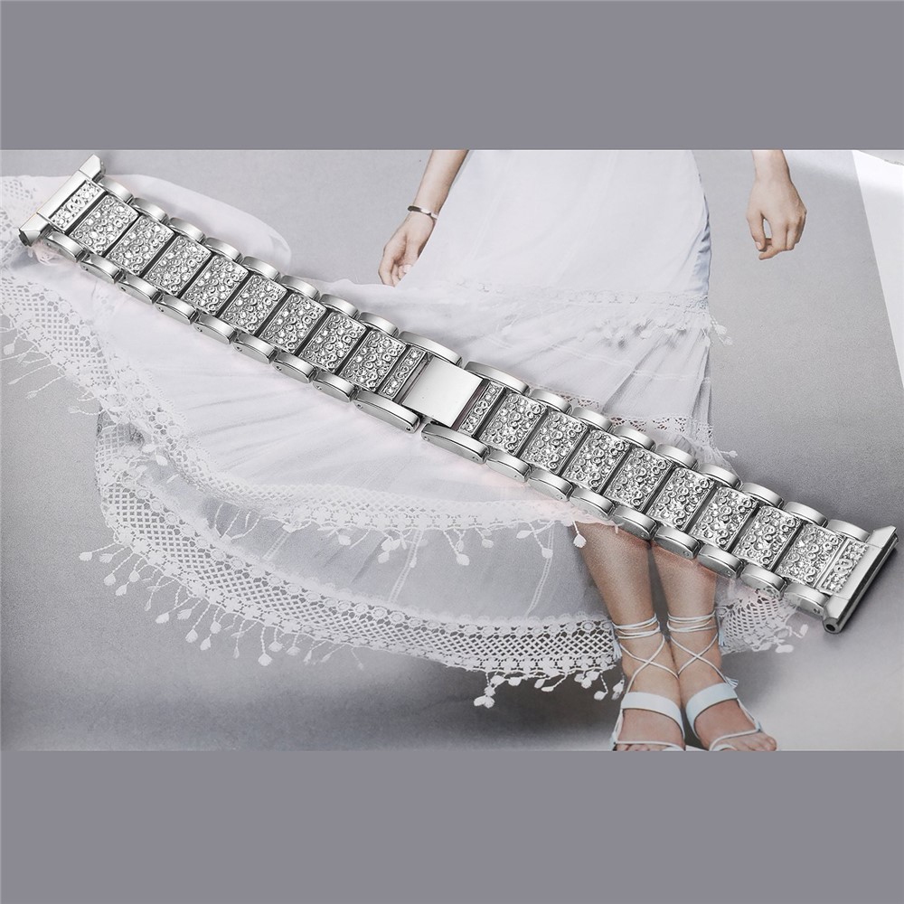 Sostituzione Cinturino Cinturino Per Cinturino In Metallo Con Strass Per Fitbit Versa - Argento-7