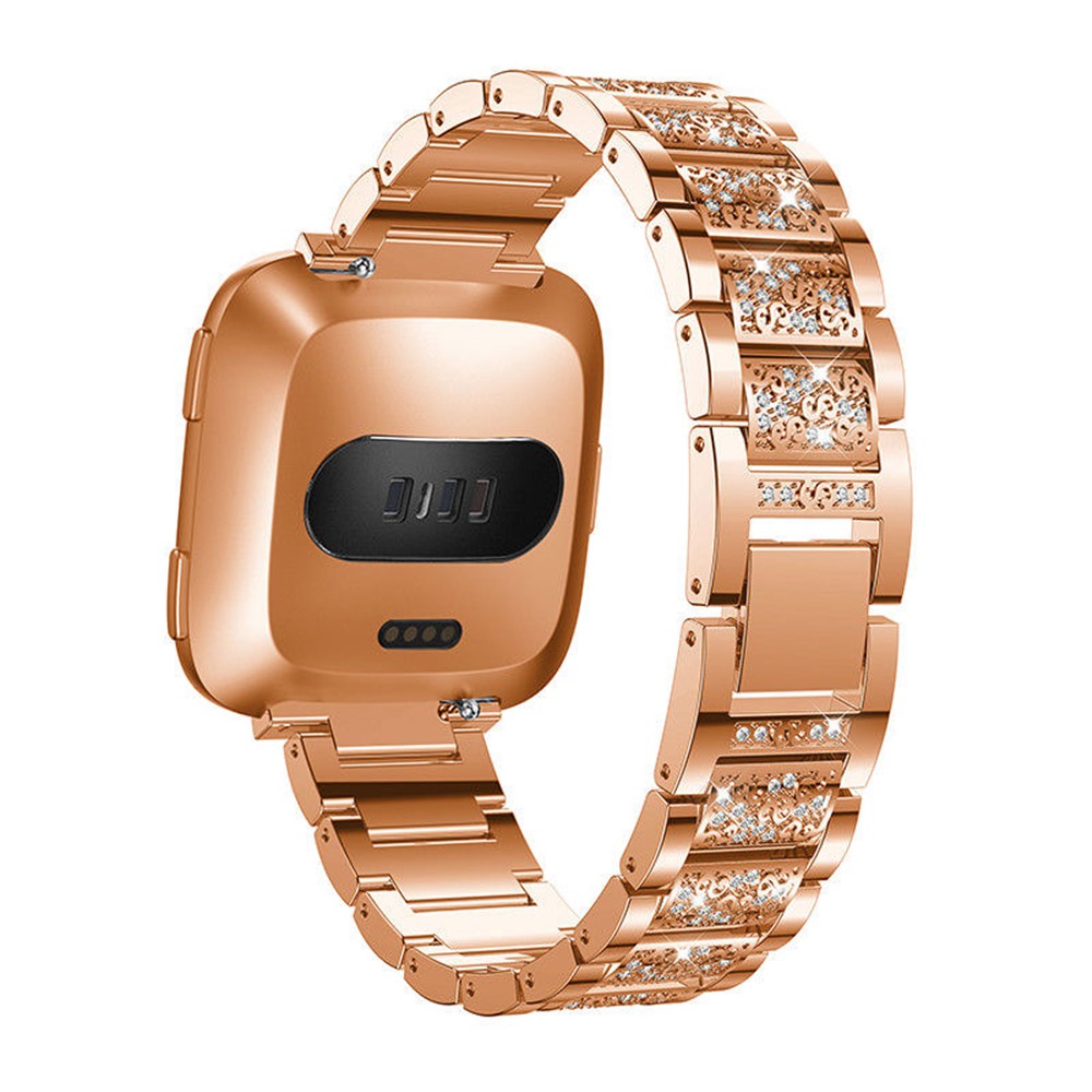 Strass-dekor Metall Armband Für Fitbit Versa - Roségold-2