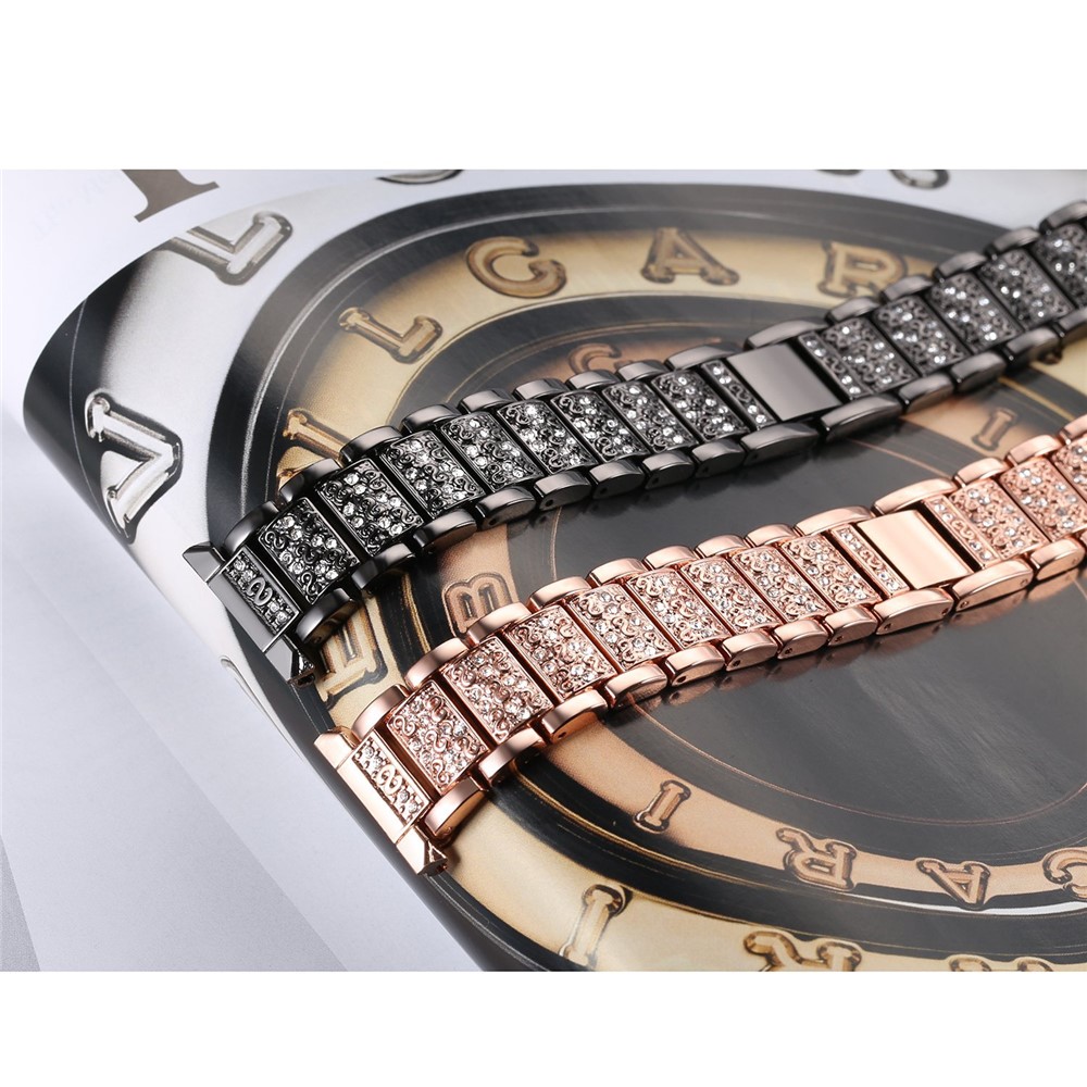 Strass-dekor Metall Armband Für Fitbit Versa - Roségold-8