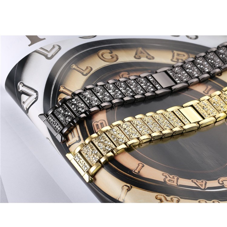 Rhinestone Decor Metal Watch Strap Band for Fitbit Versa - Gold-4