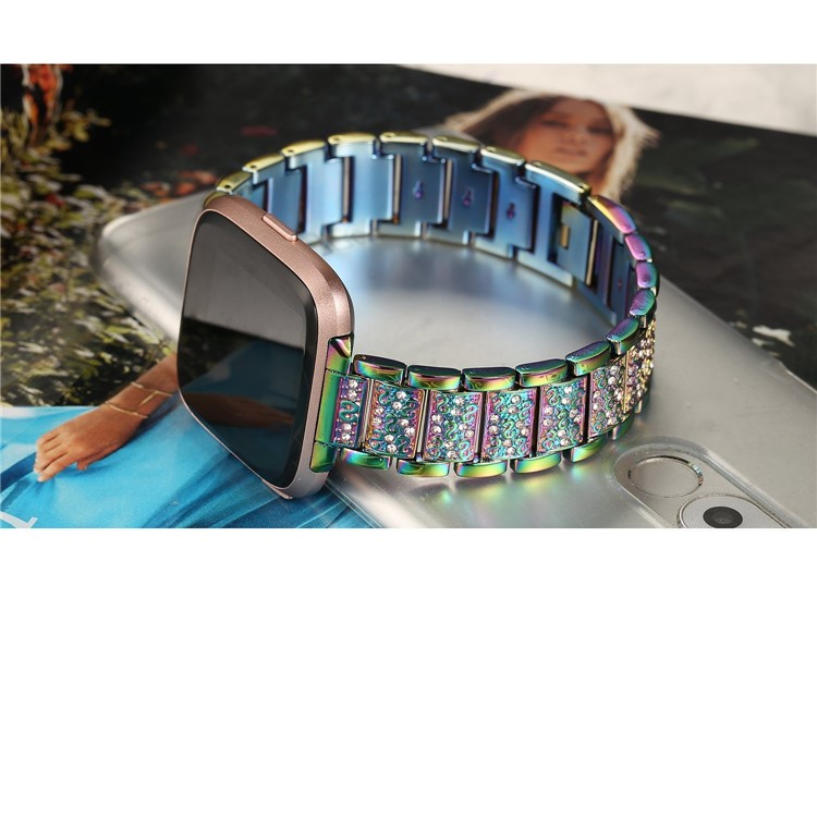 Cinturino Cinturino In Metallo Decorato Con Strass Per Fitbit Versa - Multicolore-3