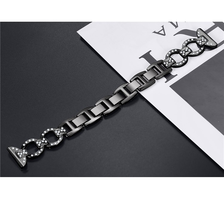 8-shape Rhinestone Decor Metal Watch Band for Fitbit Versa - Black-2