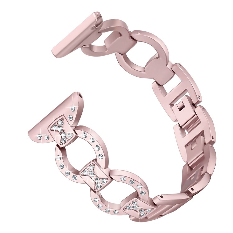 8-shape Rhinestone Decor Metal Watch Band Replacement for Fitbit Versa - Rose Gold-1