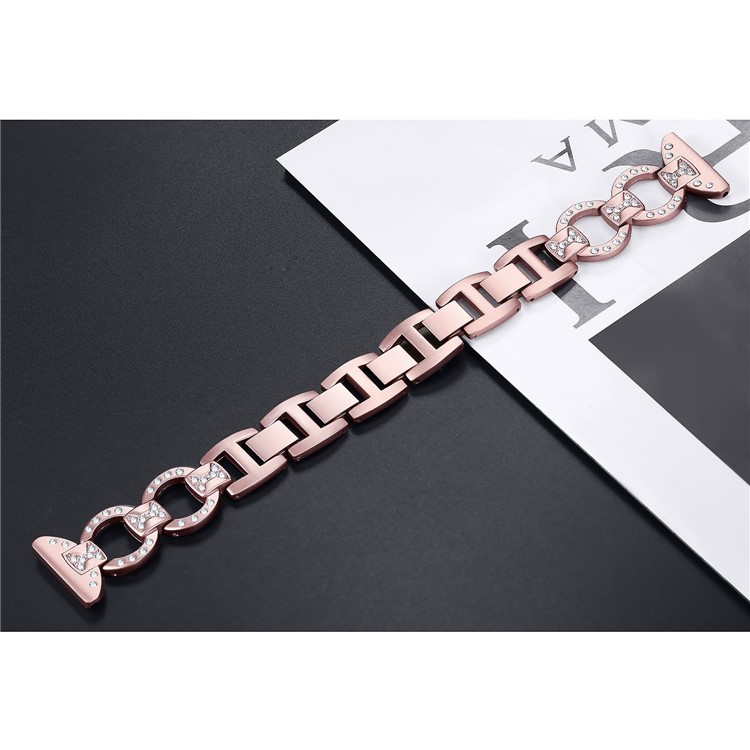 8-shape Rhinestone Decor Metal Watch Band Replacement for Fitbit Versa - Rose Gold-4