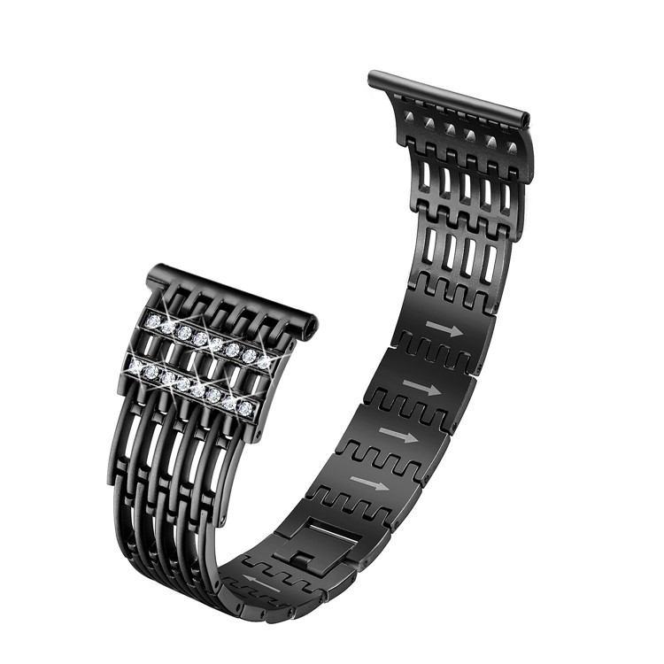 Bande De Montre En Métal Strass Strass Pour Fitbit Versa - Noir-1