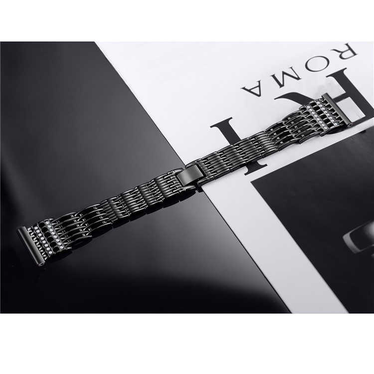 Bande De Montre En Métal Strass Strass Pour Fitbit Versa - Noir-4