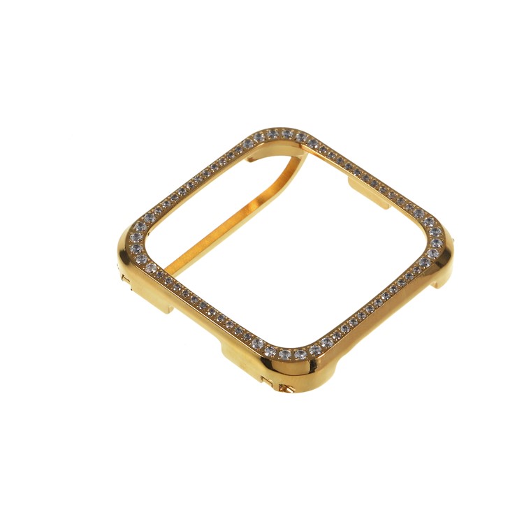 Single Row Rhinestone Decoration Aluminium Alloy Frame Protective Case Cover for Fitbit Versa - Gold-3