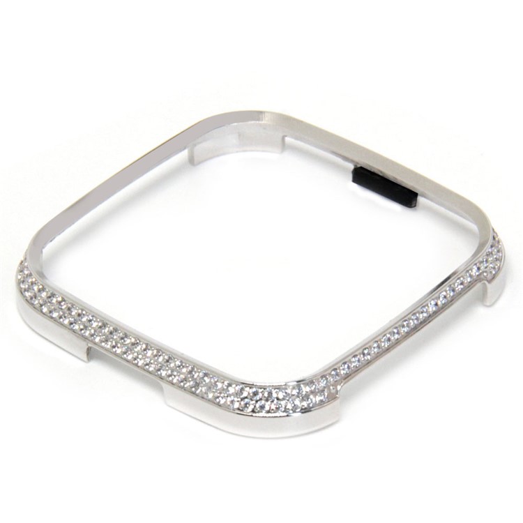Two Rows Rhinestone Decoration Aluminium Alloy Frame Protection Cover for Fitbit Versa - Silver-5