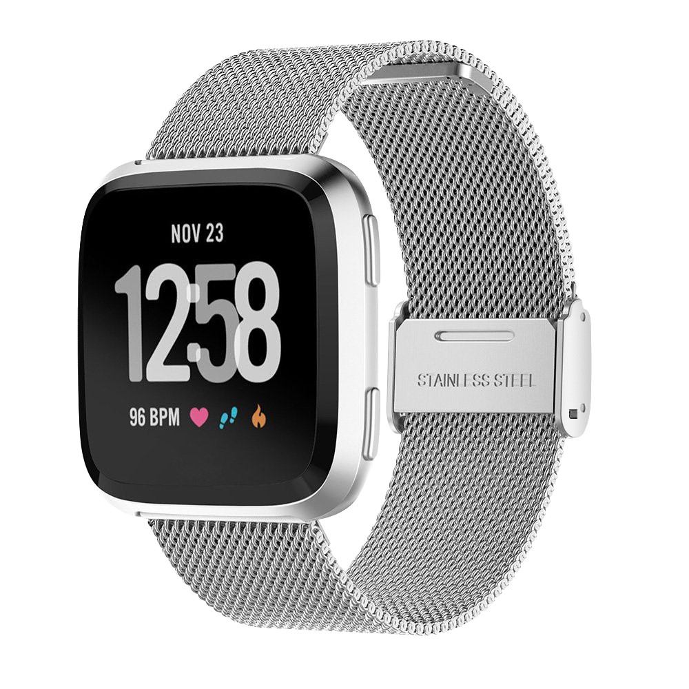 Luxury Milanese Stainless Steel Watch Strap Replace Part for Fitbit Versa - Silver-2
