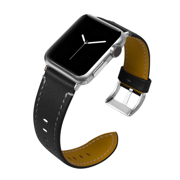 Echtes Lederarmband Für Apple Watch Serie 3/2/1 42mm - Schwarz-2