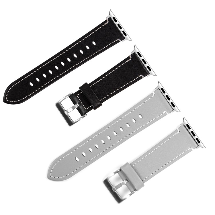 Echtes Lederarmband Für Apple Watch Serie 3/2/1 42mm - Schwarz-4