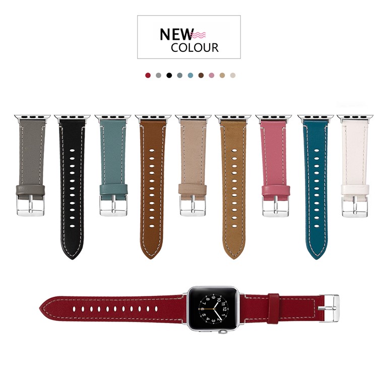 Echtes Lederarmband Für Apple Watch Serie 3/2/1 42mm - Schwarz-5