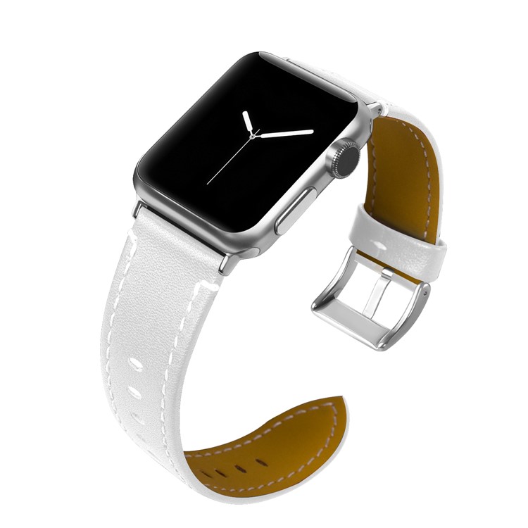 Genuine Leather Watch Strap for Apple Watch Series 4 44mm / Series 3 2 1 42mm - White-2
