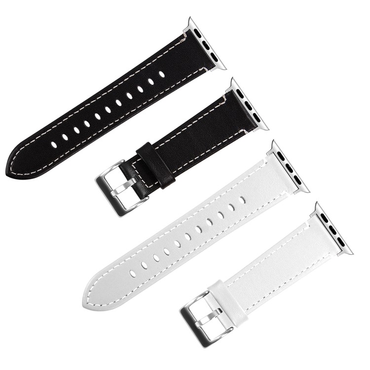 Genuine Leather Watch Strap for Apple Watch Series 4 44mm / Series 3 2 1 42mm - White-4