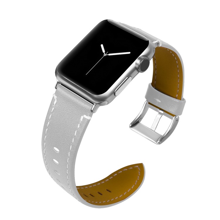 Genuine Leather Watch Bracelet for Apple Watch Series 5 4 44mm / Series 3 2 1 42mm - Grey-2
