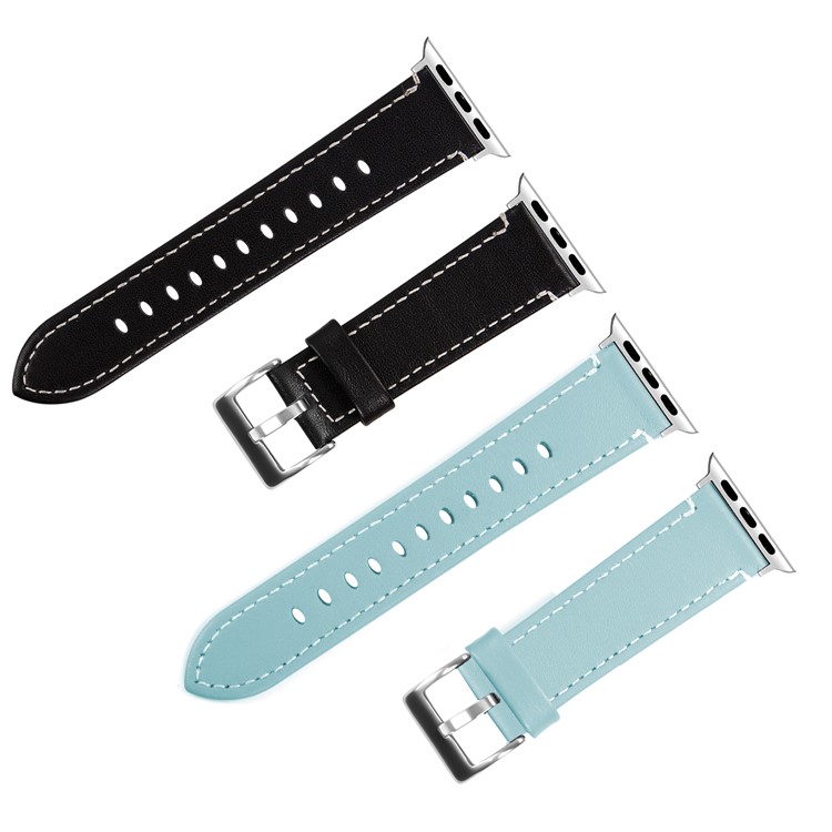 Genuine Leather Watch Wrist Bracelet for Apple Watch Series 4 44mm / Series 3 2 1 42mm - Baby Blue-4