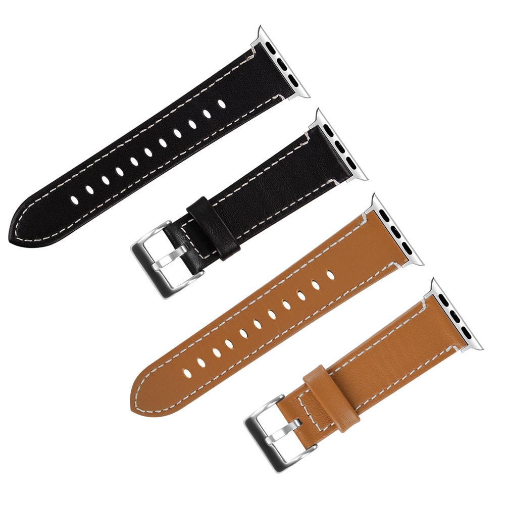 Genuine Leather Watch Wristband Strap for Apple Watch Series 4 44mm / Series 3 2 1 42mm - Dark Brown-4