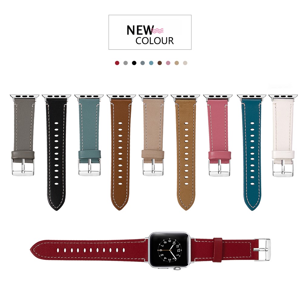 Genuine Leather Watch Wristband Strap for Apple Watch Series 4 44mm / Series 3 2 1 42mm - Dark Brown-5