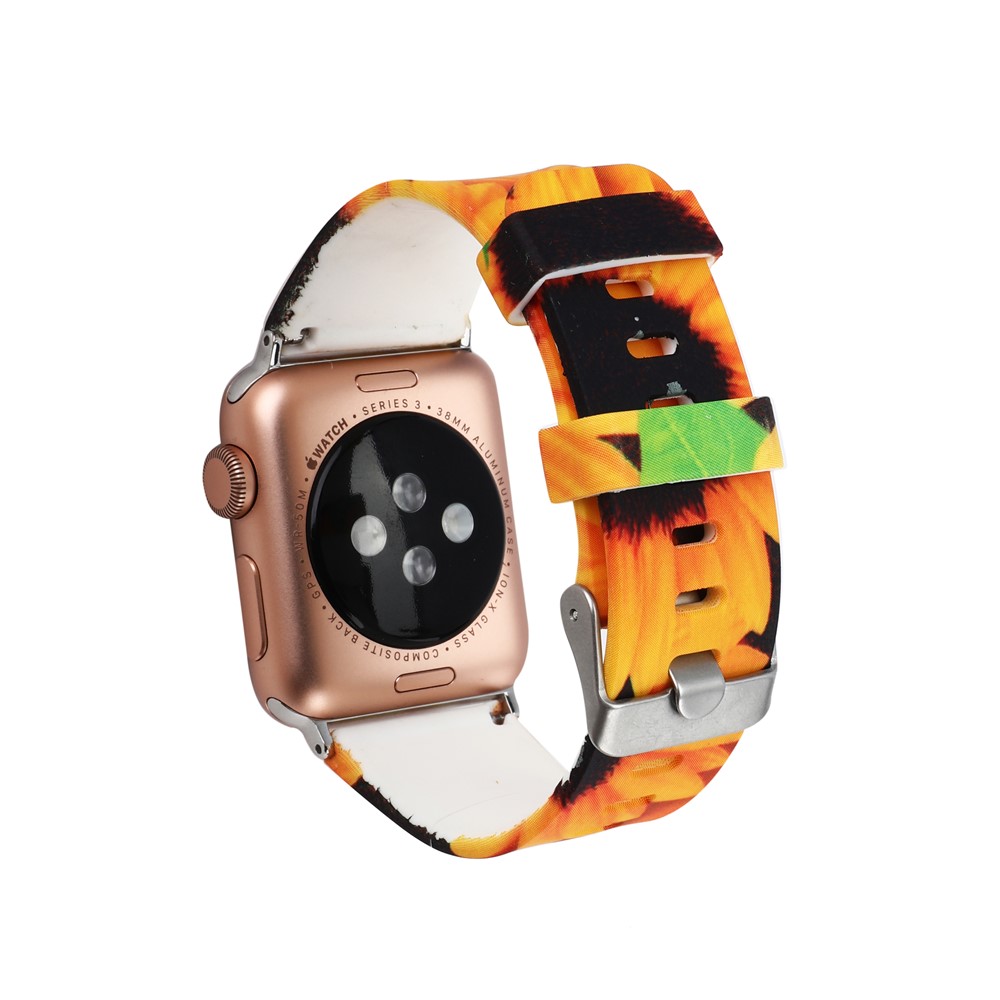 Flower Patterned Soft Silicone Watch Bracelet for Apple Watch Series 4 44mm / Series 3 2 1 42mm - Style C-2