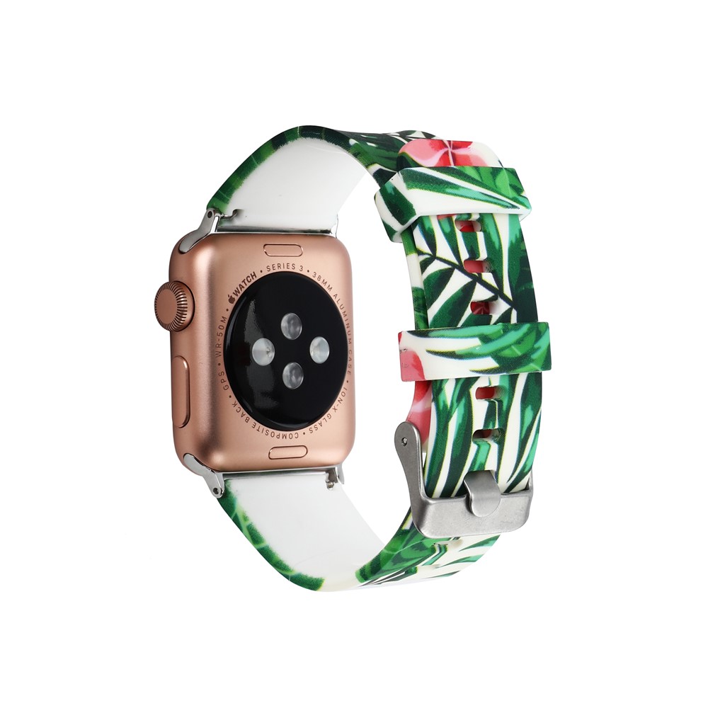 Flower Patterned Soft Silicone Watch Sports Bracelet for Apple Watch Series 4 44mm / Series 3 2 1 42mm - Style F-2