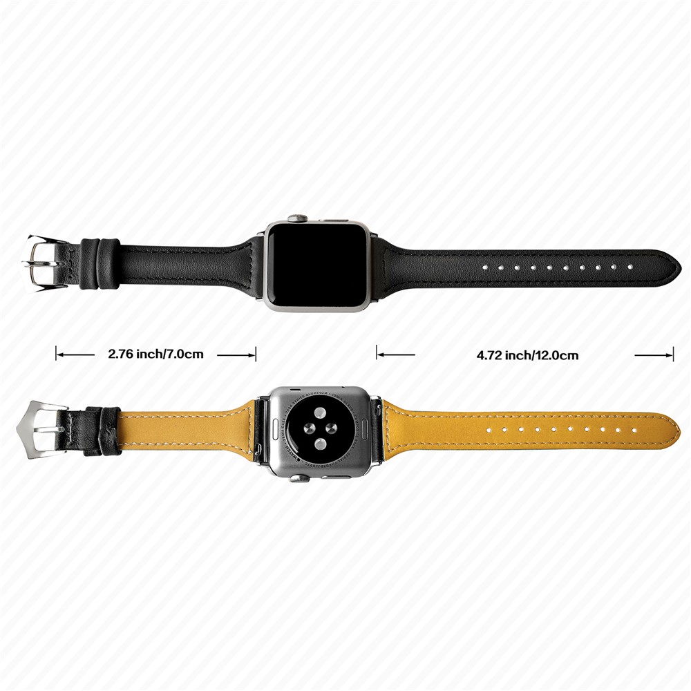 Streamline Design Genuine Leather Watch Band for Apple Watch Series 4 40mm / Series 3 2 1 38mm - Black-3