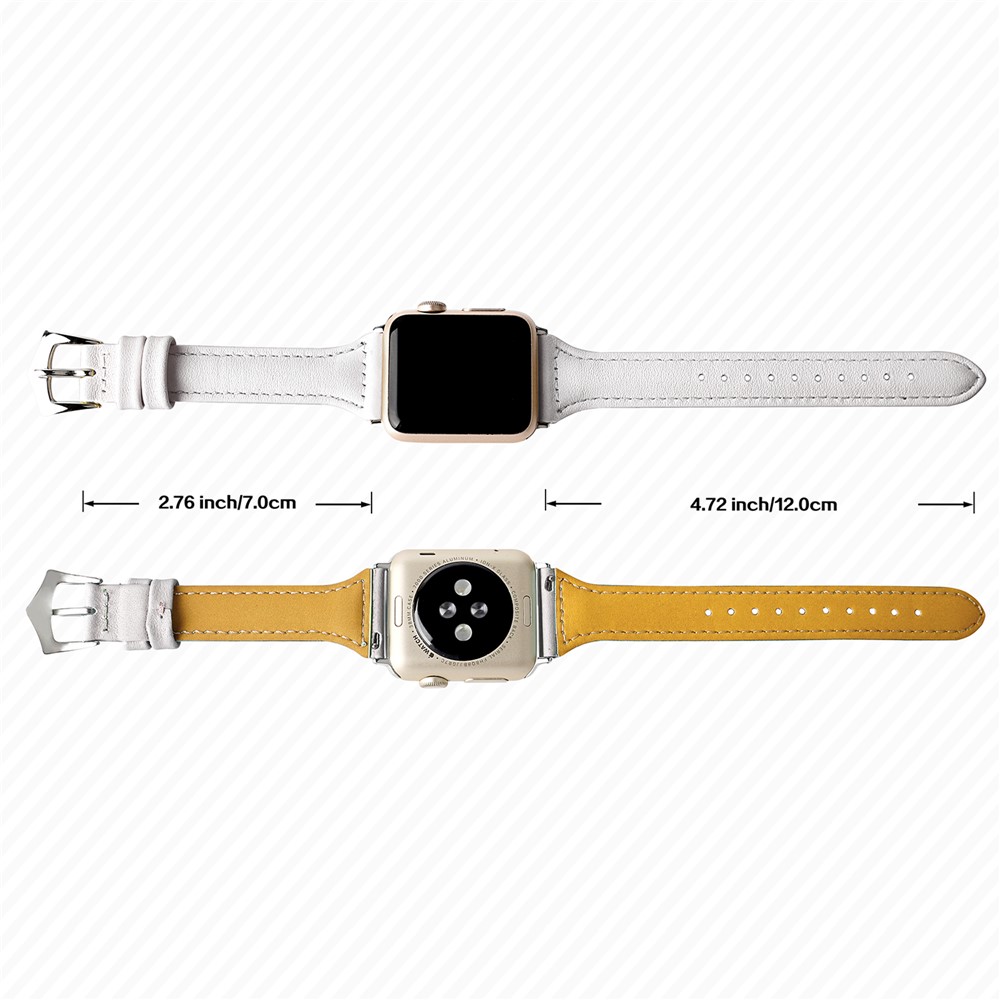 Streamline Design Genuine Leather WatchBand for Apple Watch Series 5 4 40mm / Series 3 2 1 38mm - White-3