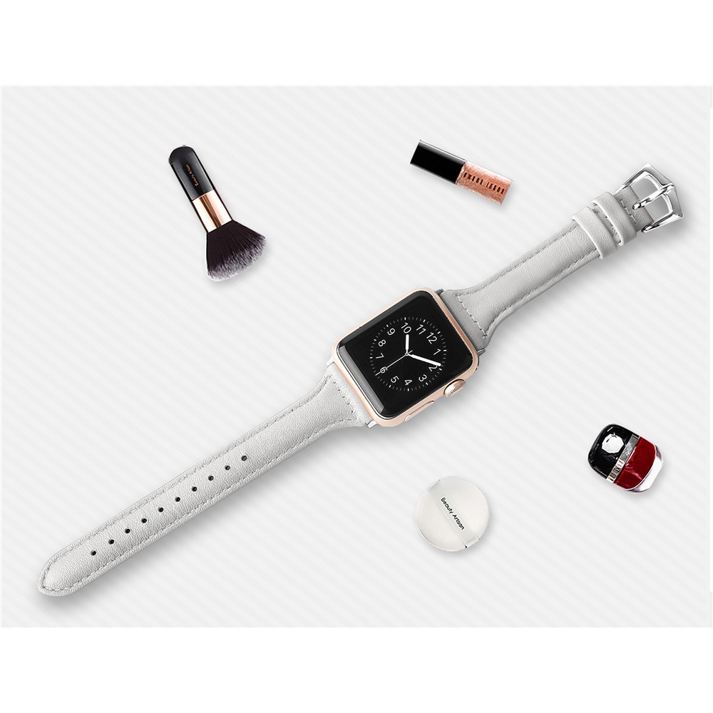 Streamline Design Genuine Leather WatchBand for Apple Watch Series 5 4 40mm / Series 3 2 1 38mm - White-4