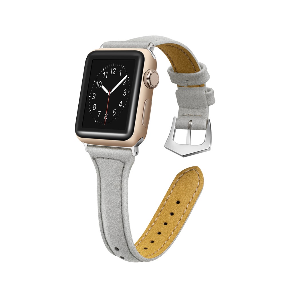 Streamline Design Genuine Leather Watch Band Strap for Apple Watch Series 4 40mm / Series 3 2 1 38mm - Grey-2