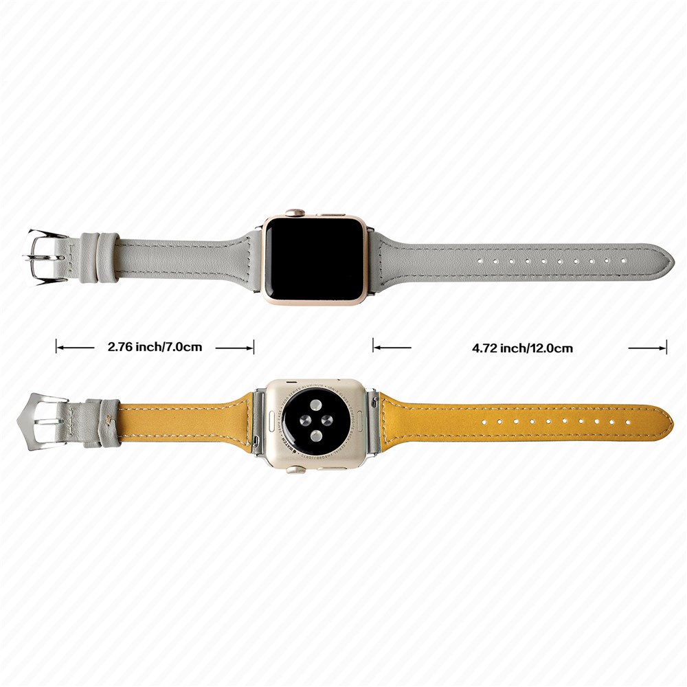 Streamline Design Genuine Leather Watch Band Strap for Apple Watch Series 4 40mm / Series 3 2 1 38mm - Grey-3