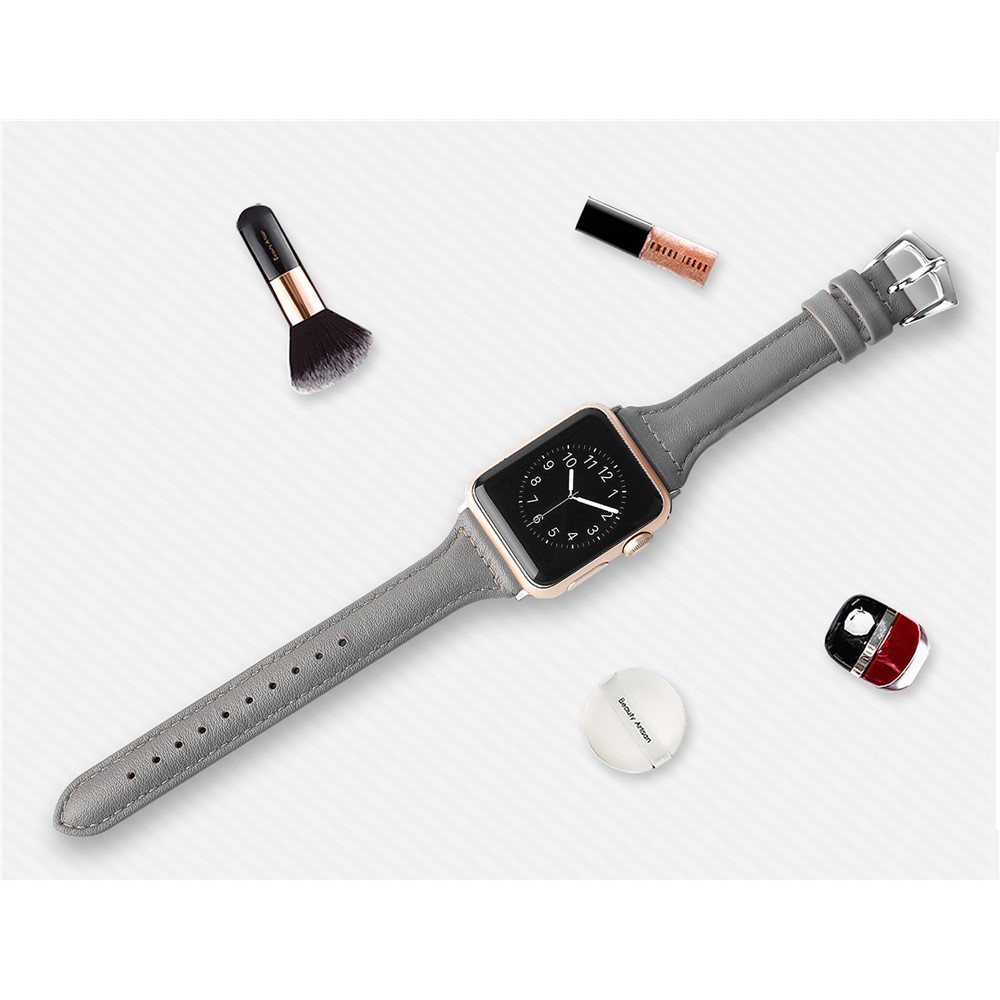 Streamline Design Genuine Leather Watch Band Strap for Apple Watch Series 4 40mm / Series 3 2 1 38mm - Grey-4