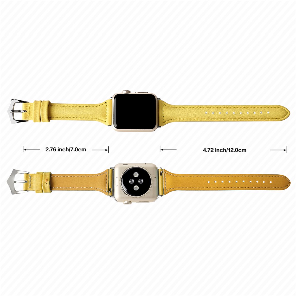 Streamline Design Genuine Leather Watchband Strap for Apple Watch Series 5 4 40mm / Series 3 2 1 38mm - Yellow-3