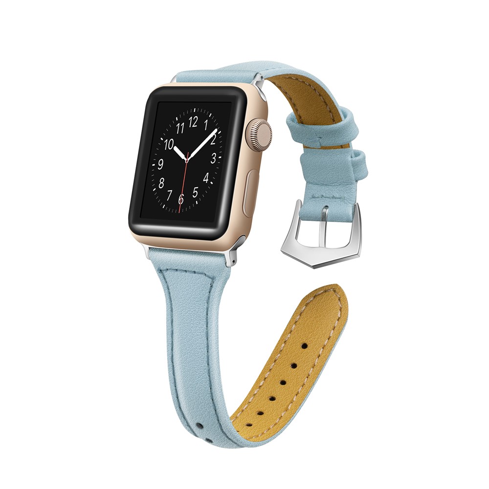 Streamline Design Genuine Leather Watch Wrist Bracelet for Apple Watch Series 4 40mm / Series 3 2 1 38mm - Blue-2