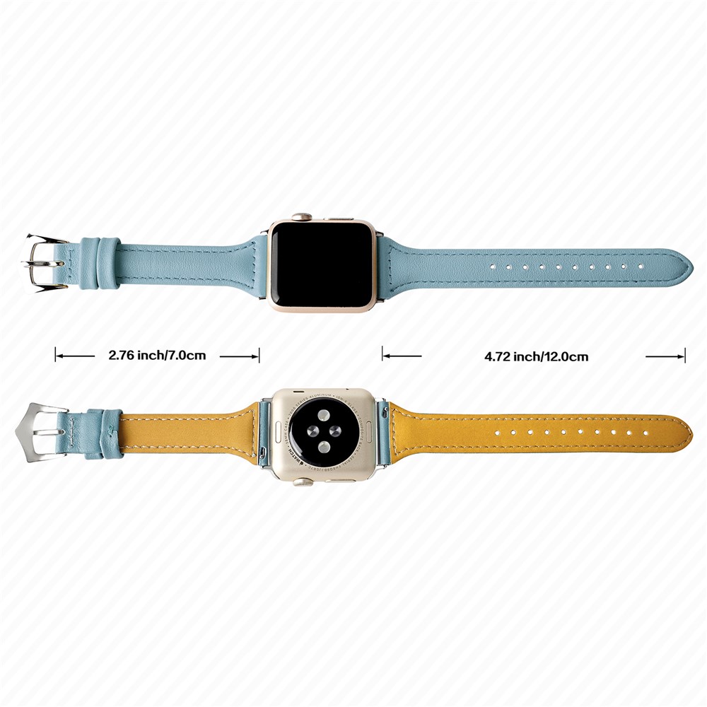 Streamline Design Genuine Leather Watch Wrist Bracelet for Apple Watch Series 4 40mm / Series 3 2 1 38mm - Blue-3