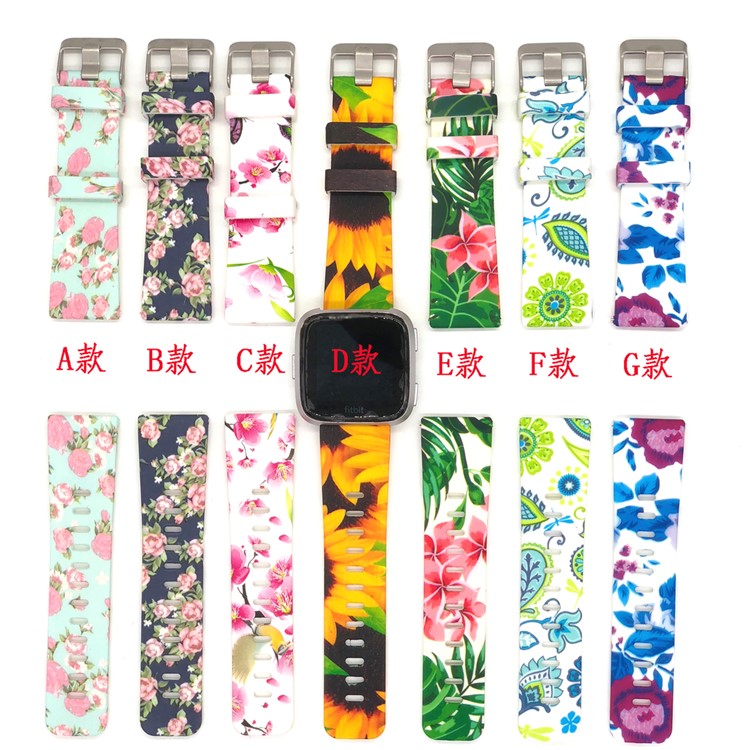 Blumenmuster Silikonarmband Für Fitbit Versa - Stil A-4