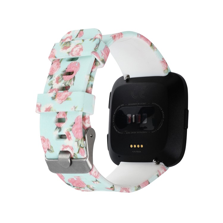 Flower Patterned Flexible Silicone Watch Band Strap for Fitbit Versa - Style D-1