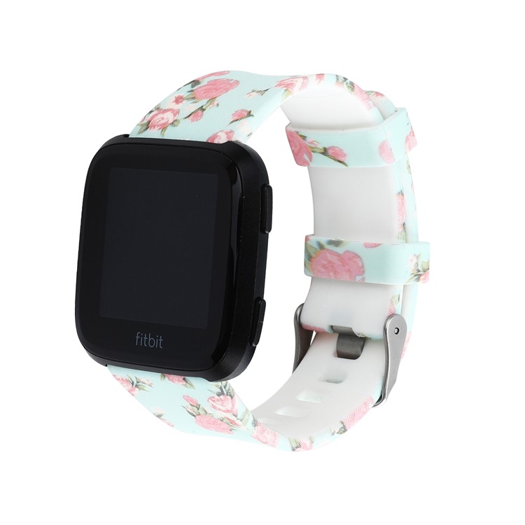 Flower Patterned Flexible Silicone Watch Band Strap for Fitbit Versa - Style D-2