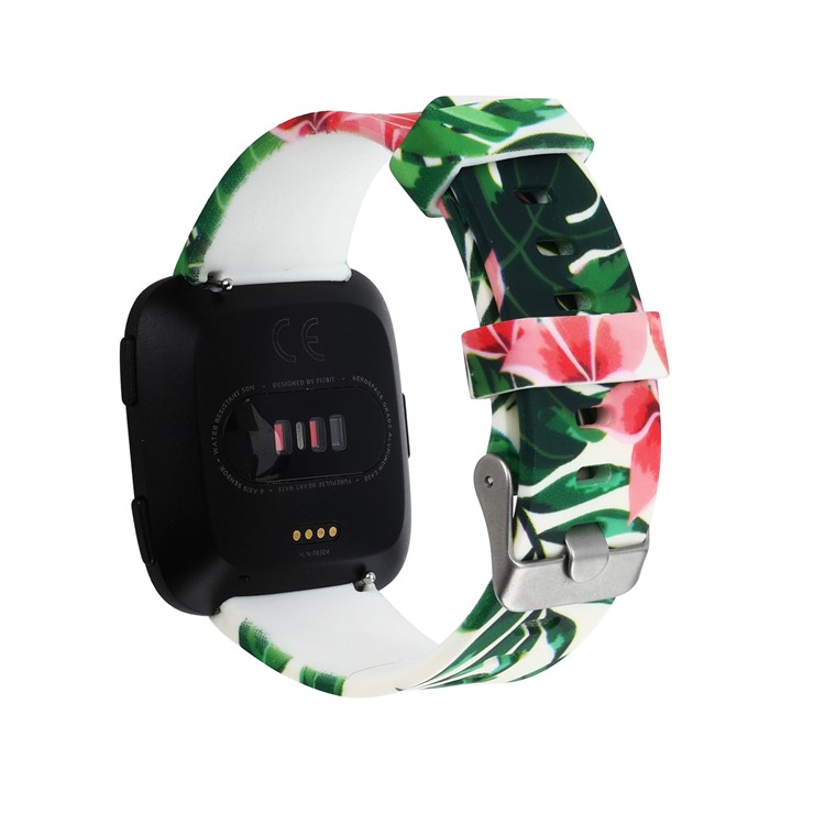 Flower Patterned Flexible Silicone Watch Sports Band for Fitbit Versa - Style E-1