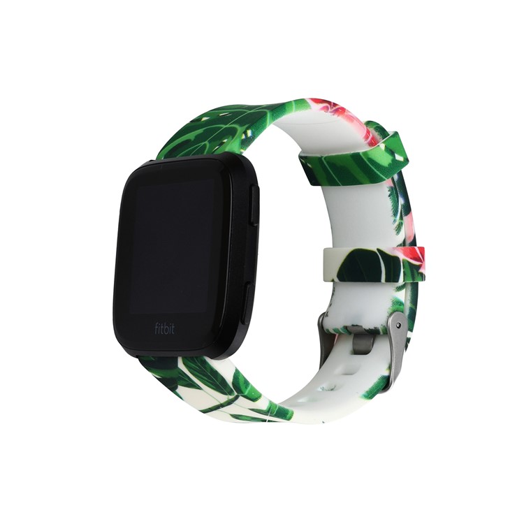 Flower Patterned Flexible Silicone Watch Sports Band for Fitbit Versa - Style E-2