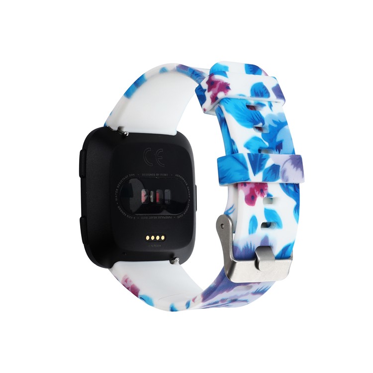 Flower Patterned Flexible Silicone Watch Wrist Strap for Fitbit Versa - Style G-1
