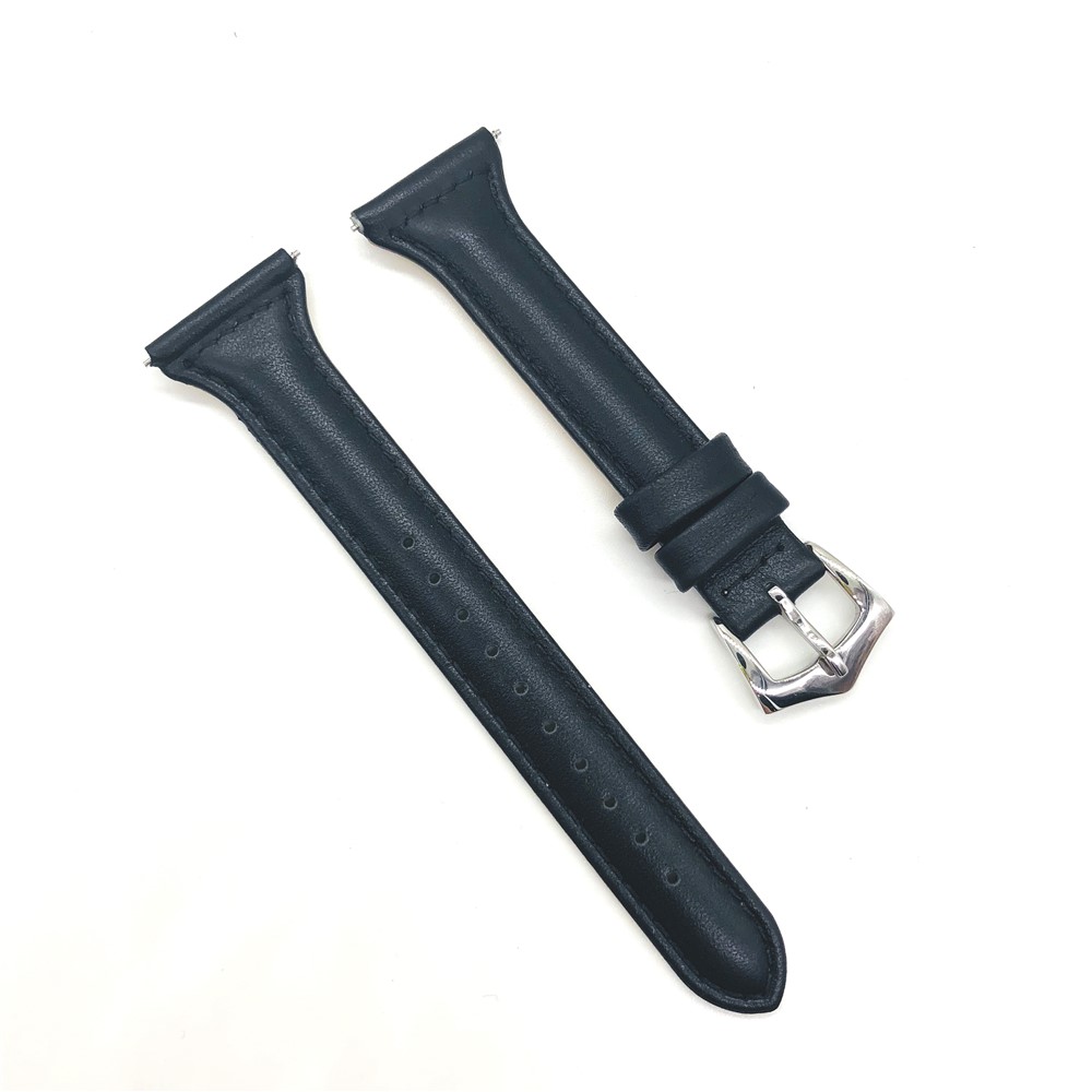 Full Grain Cowhide Leather Wrist Watch Strap for Fitbit Versa - Black-1