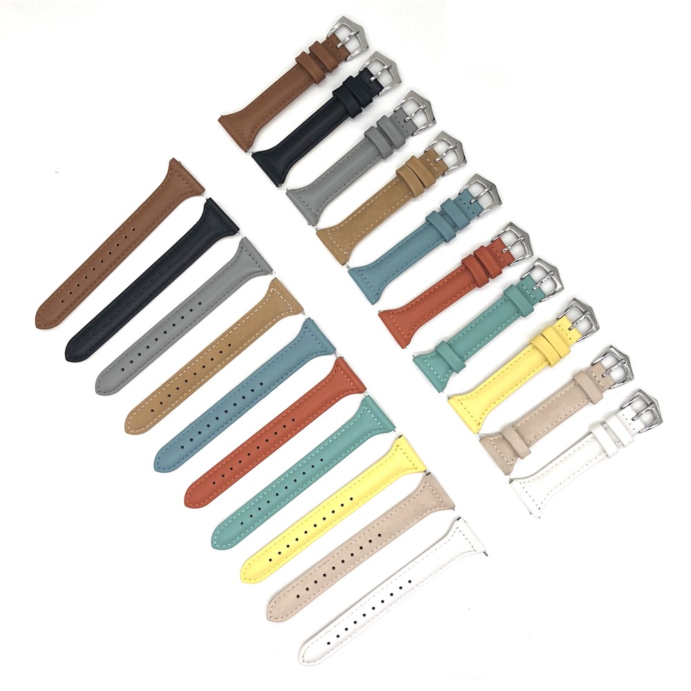 Full Grain Cowhide Leather Wrist Watch Strap for Fitbit Versa - Black-3