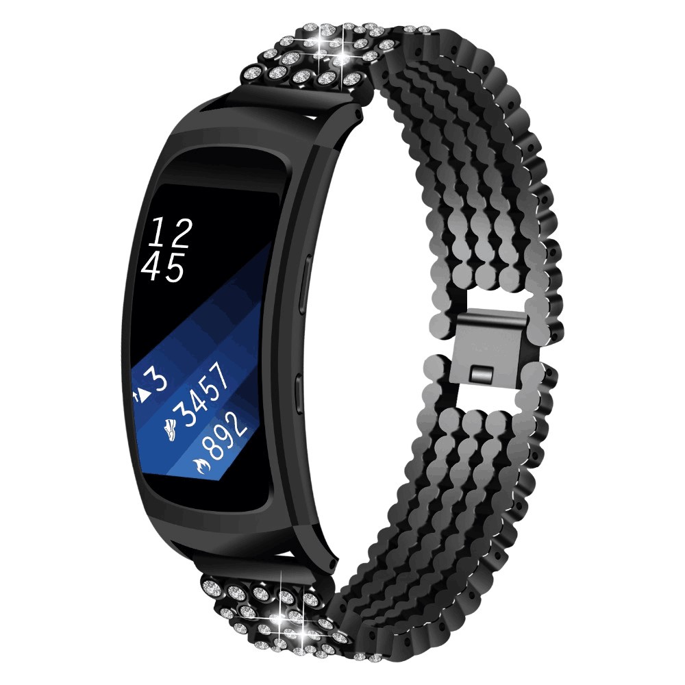 Bling Rhinestone Zinc Alloy Watch Band Replacement for Samsung Gear Fit2 SM-360 - Black-2