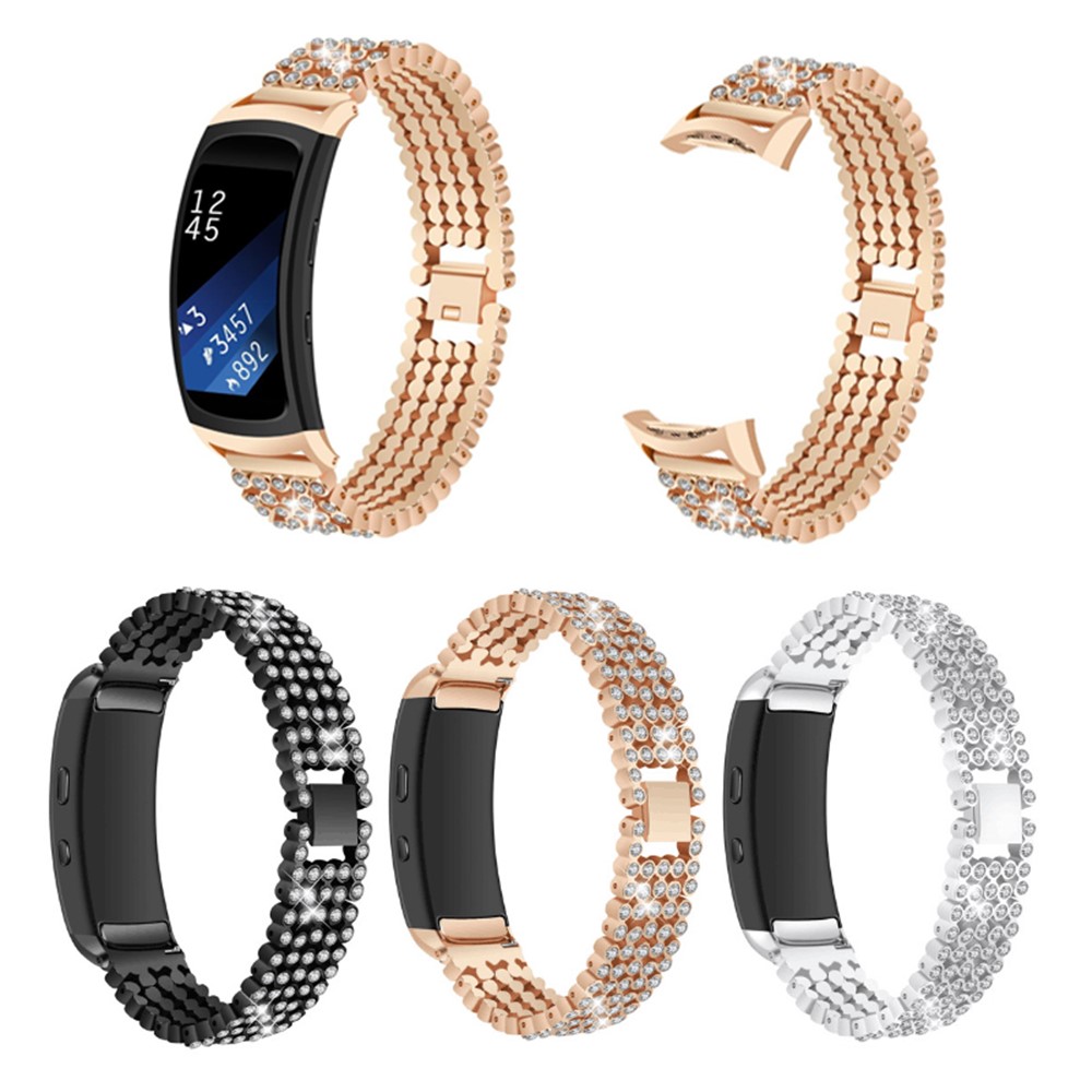 Bling Rhinestone Zinc Alloy Watch Band Replacement for Samsung Gear Fit2 SM-360 - Black-4