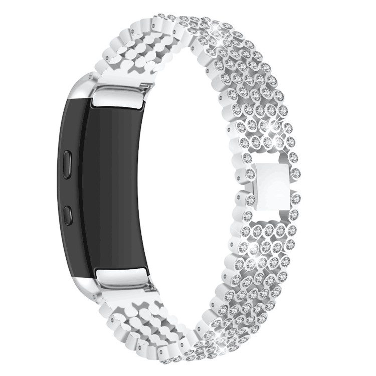 Bling Rhinestone Zinc Alloy Watch Strap Replace Part for Samsung Gear Fit2 SM-360 - Silver-1