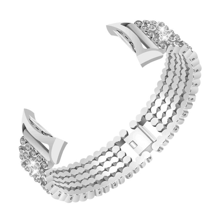 Bling Rhinestone Zinc Alloy Watch Strap Replace Part for Samsung Gear Fit2 SM-360 - Silver-3
