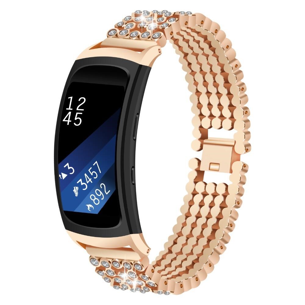 Zinc Alloy Shiny Rhinestone Watch Band Strap for Samsung Gear Fit2 SM-360 - Rose Gold-2