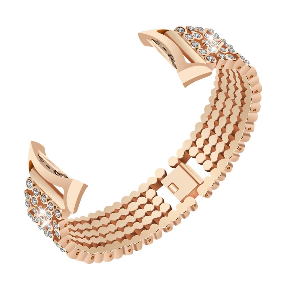 Zinc Alloy Shiny Rhinestone Watch Band Strap for Samsung Gear Fit2 SM-360 - Rose Gold-3