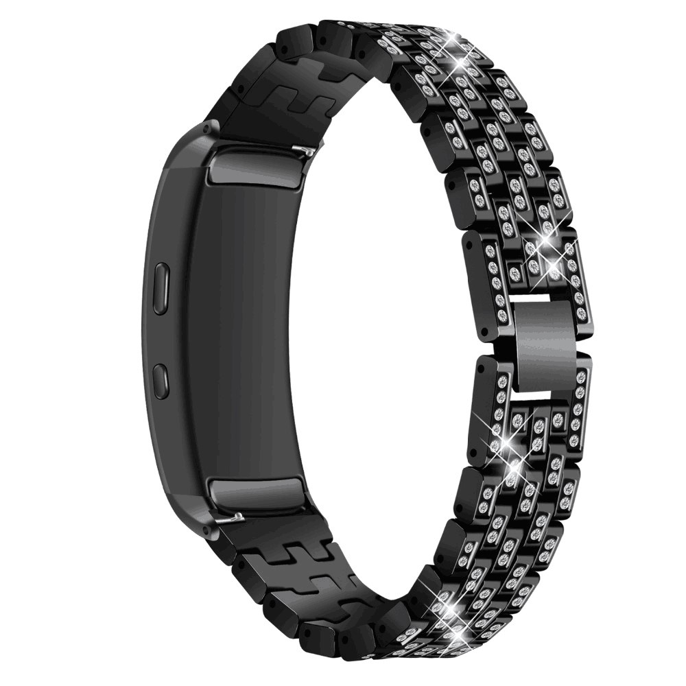 Rhinestone Decor Metal Watch Band Strap for Samsung Gear Fit2 SM-R360 - Black-2